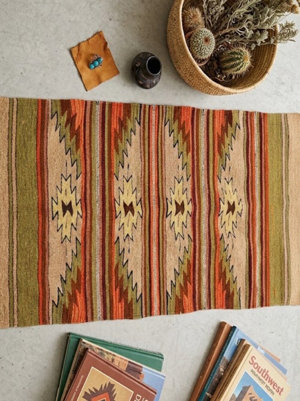 Handwoven Zapotec Wool Accent / Runner Rug 28" x 58" Oaxaca Mexico